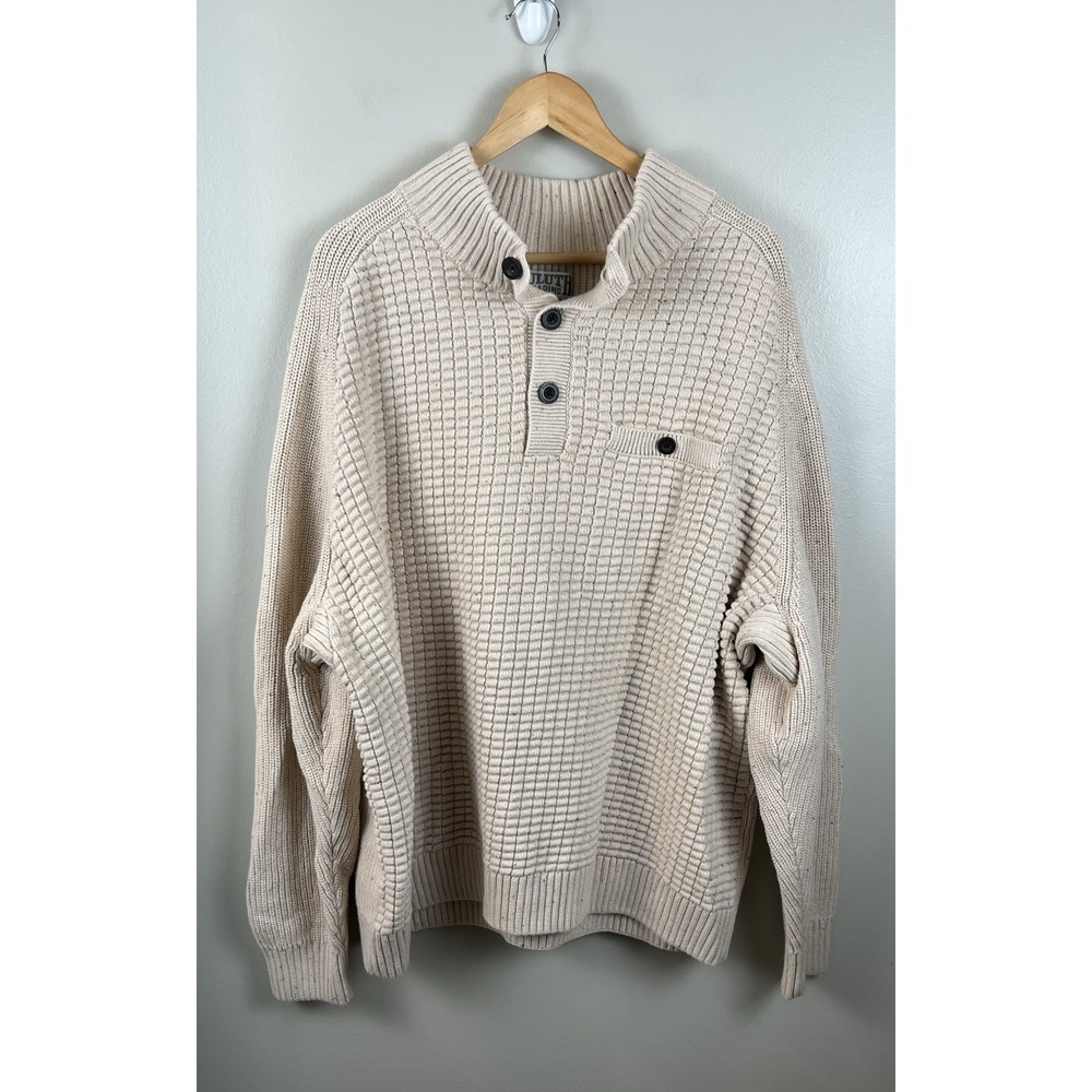 Duluth Trading Company Sweater Heavy Knit Textured‎ Button Pullover 3XL Men's